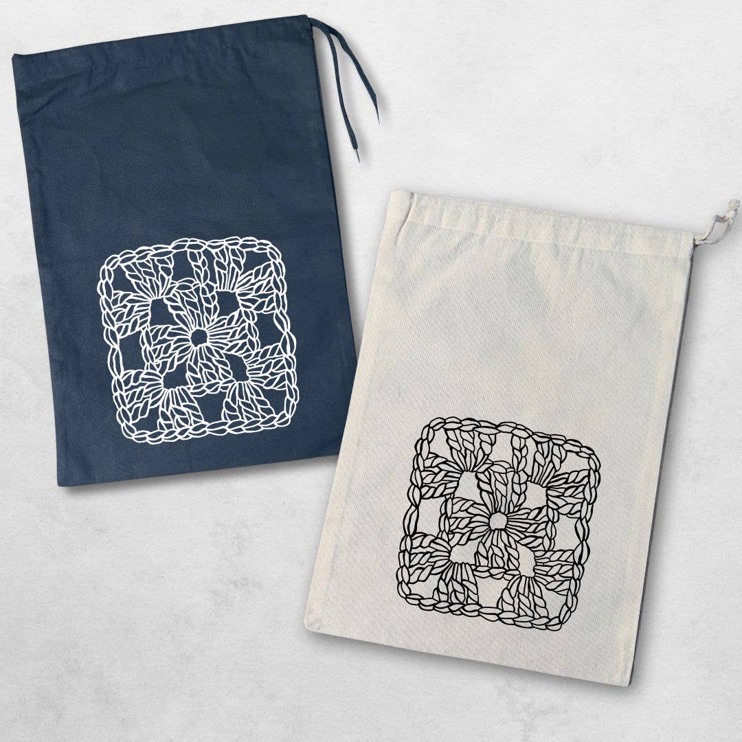 Granny Square Project Drawstring Bag, Crochet