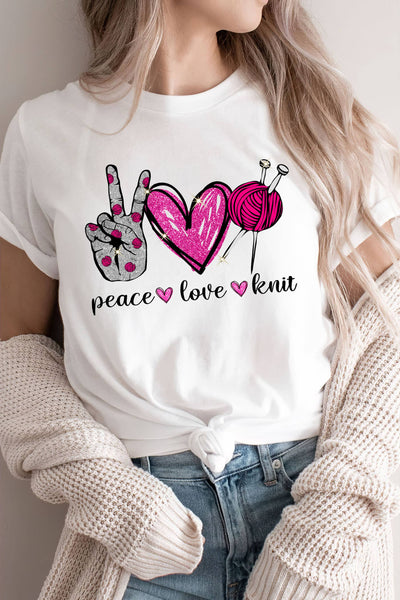 Peace Love Knit Shirt, Knitting Shirt, Yarn Knitter Shirt