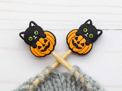 Cat in Pumpkin | Stitch Stoppers Knitting Notions