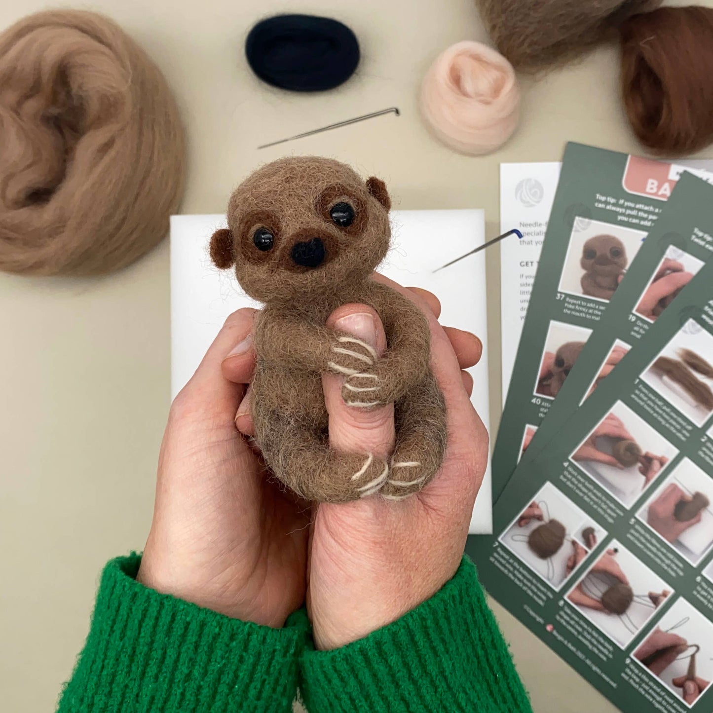 Needle Felting Kit, Baby Sloth