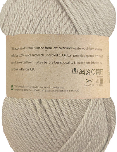 Woodleigh Taupe 100% upcycled knitting wool (190m)