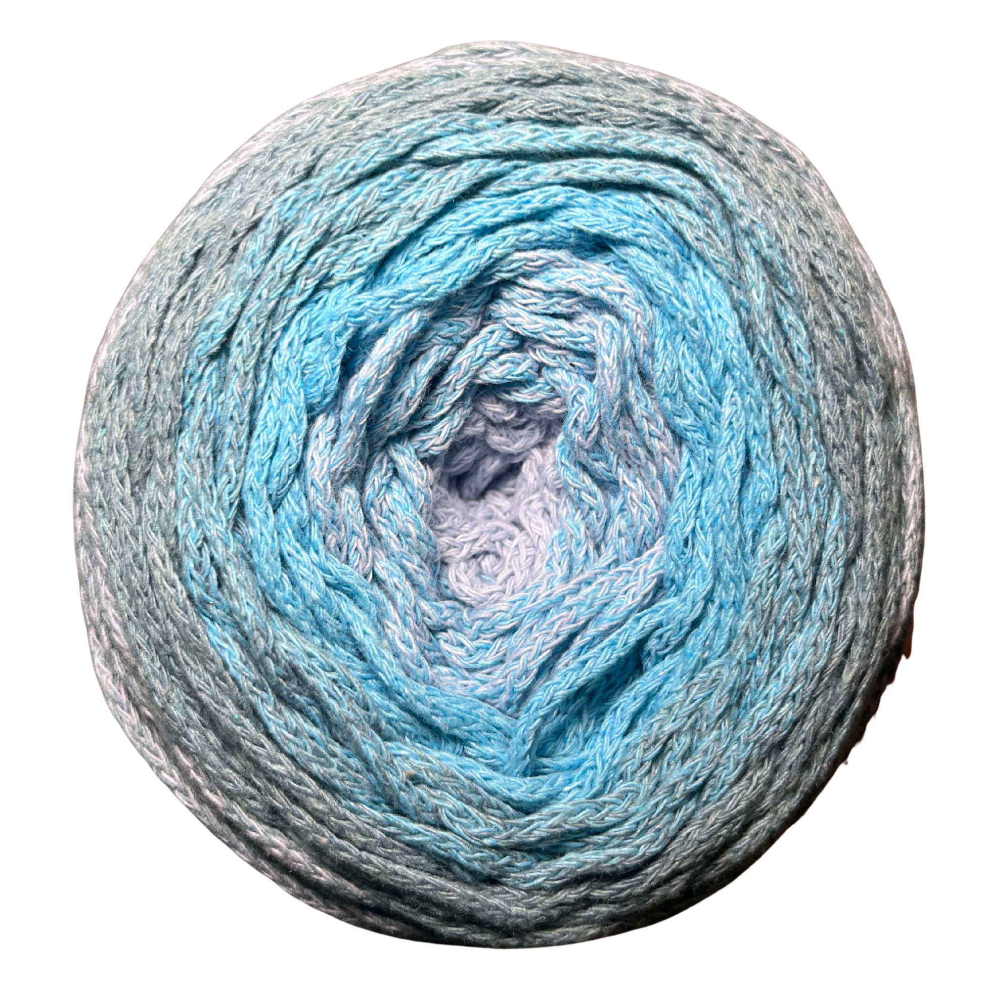 Multicolored yarn ball on a white background