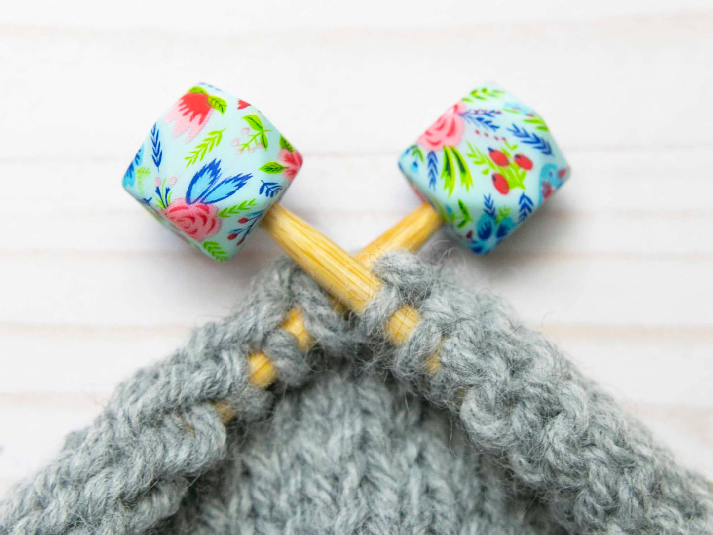 Blue Floral Hexagon Stitch Stoppers (SMALL)