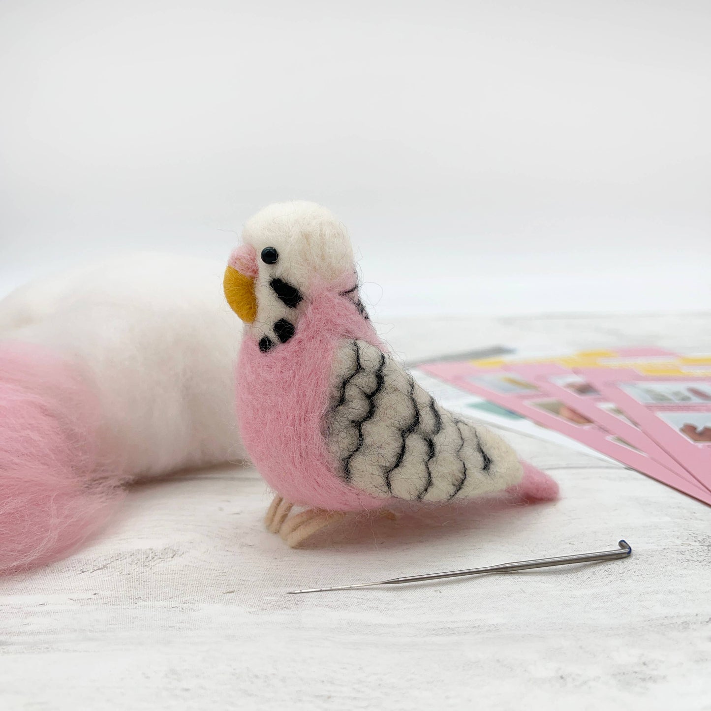 Pink Budgie Needle Felting Kit