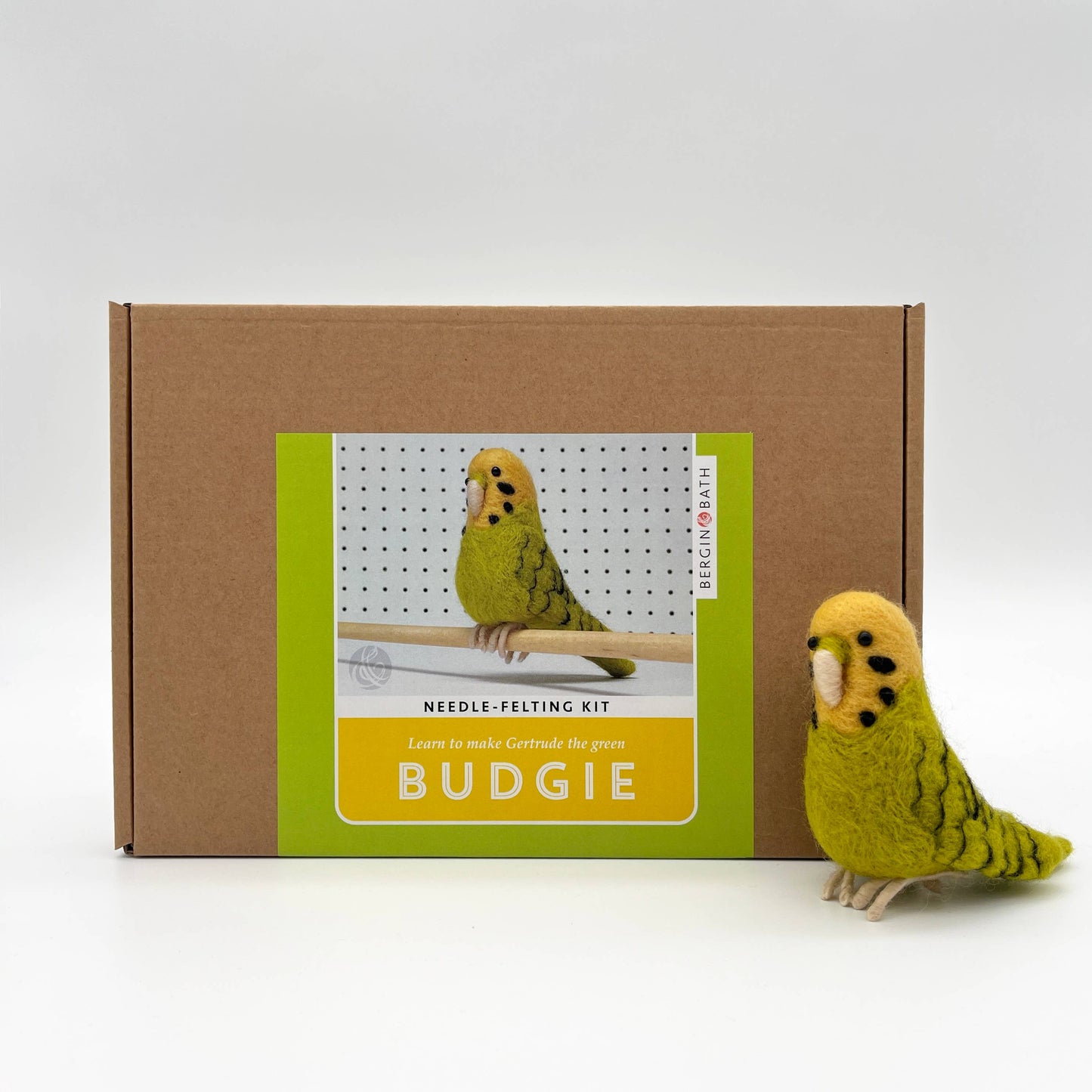 Needle Felting Kit Budgie Green. Make a budgerigar