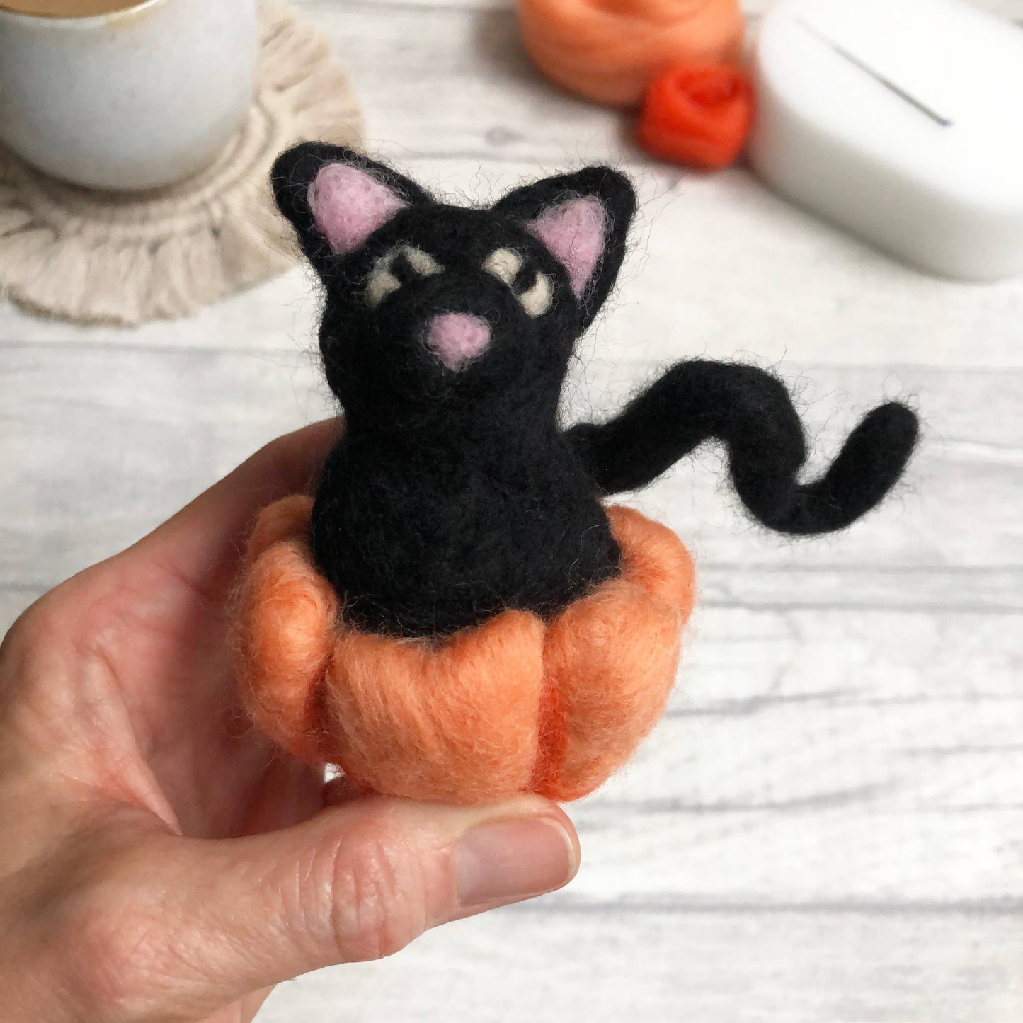 Needle Felting Kit, Black Cat. A Halloween craft kit