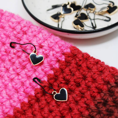 Black Hearts Stitch Markers, Crochet and Knit Tools