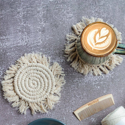 DIY Macramé Kit Coasters Guscio Almond