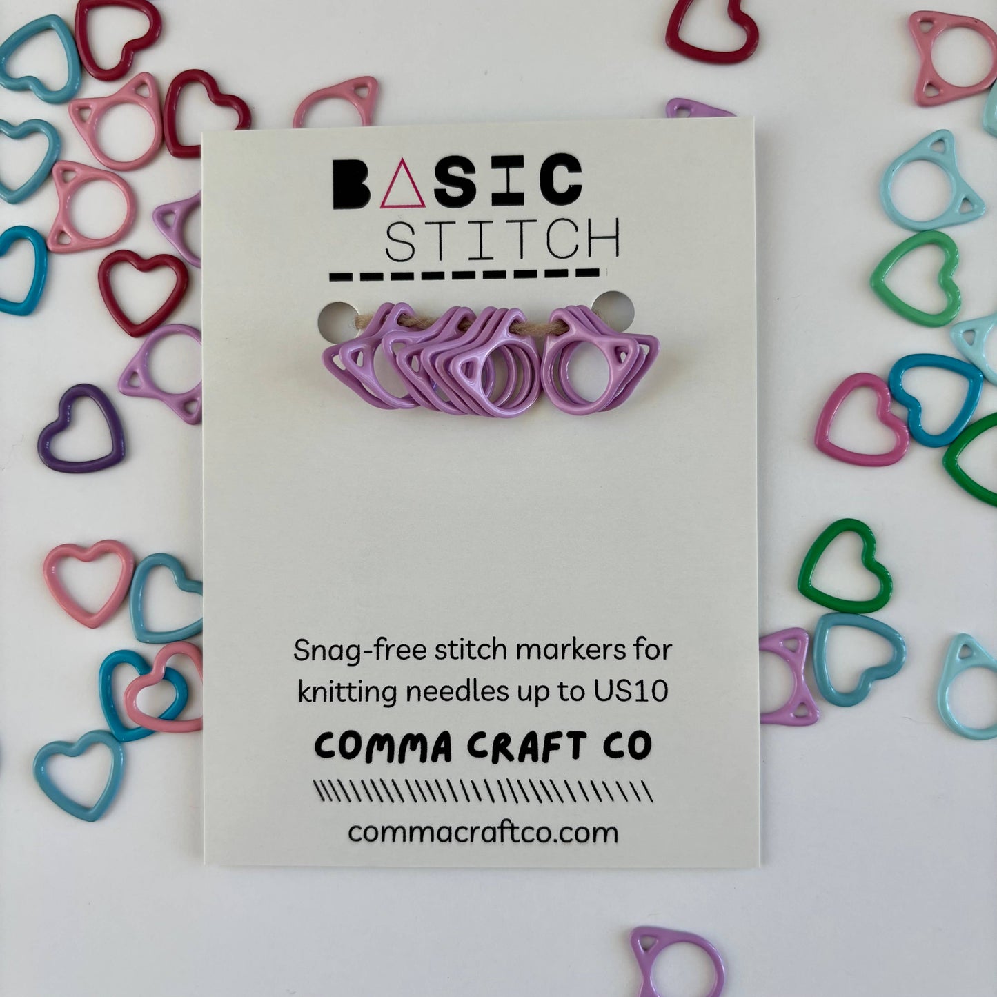 Basic Stitch Set Snag-Free Metal Stitch Markers Cat + Heart