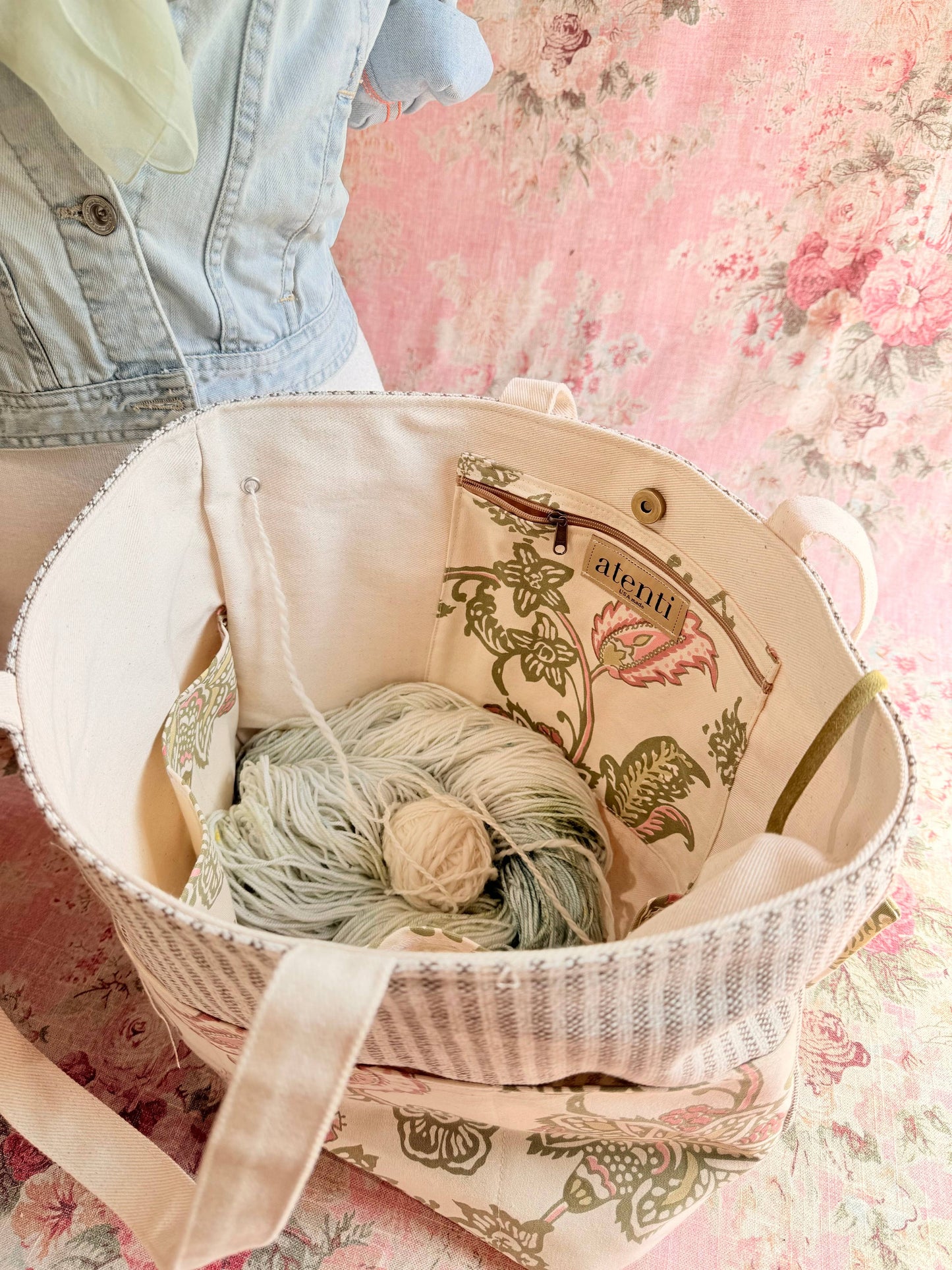 The Rosalie Project Tote-Lg, Needle Arts/Craft Carryall, USA Handmade