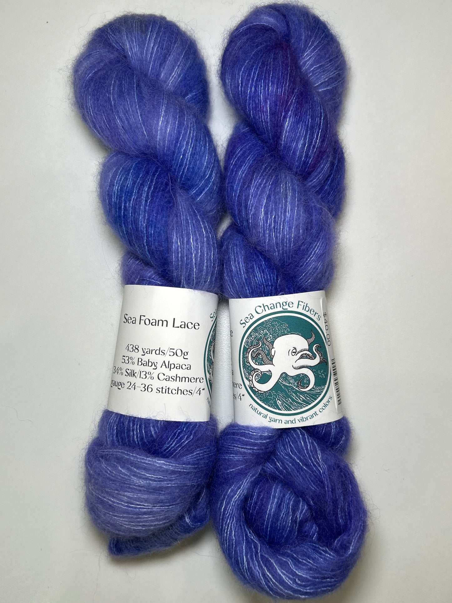Sea Change Fibers Sea Foam Lace - Alpaca, Silk, & Cashmere Blend