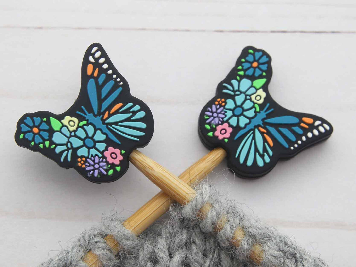 Blue Floral Butterfly Stitch Stoppers