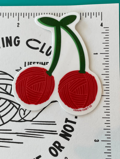 Vinyl Sticker Yarn Cherries Knitting Crochet Spinning Fruit