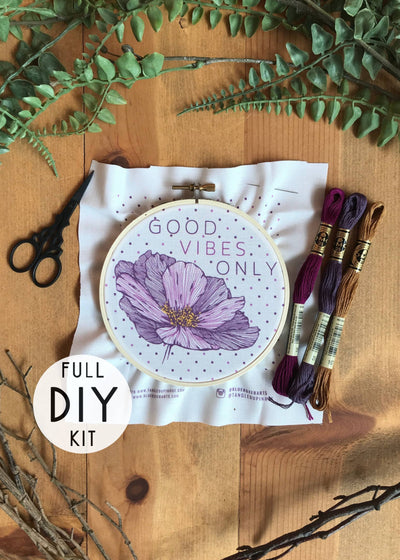 DIY Stitch Kit - Good Vibes Only - Flower Embroidery Kit