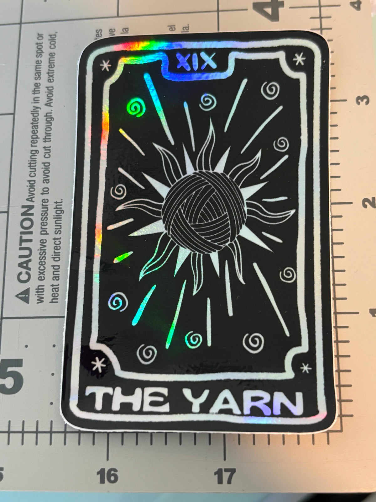 HOLO Yarn Tarot Card Sun Moon - Vinyl Laptop Bumper Sticker
