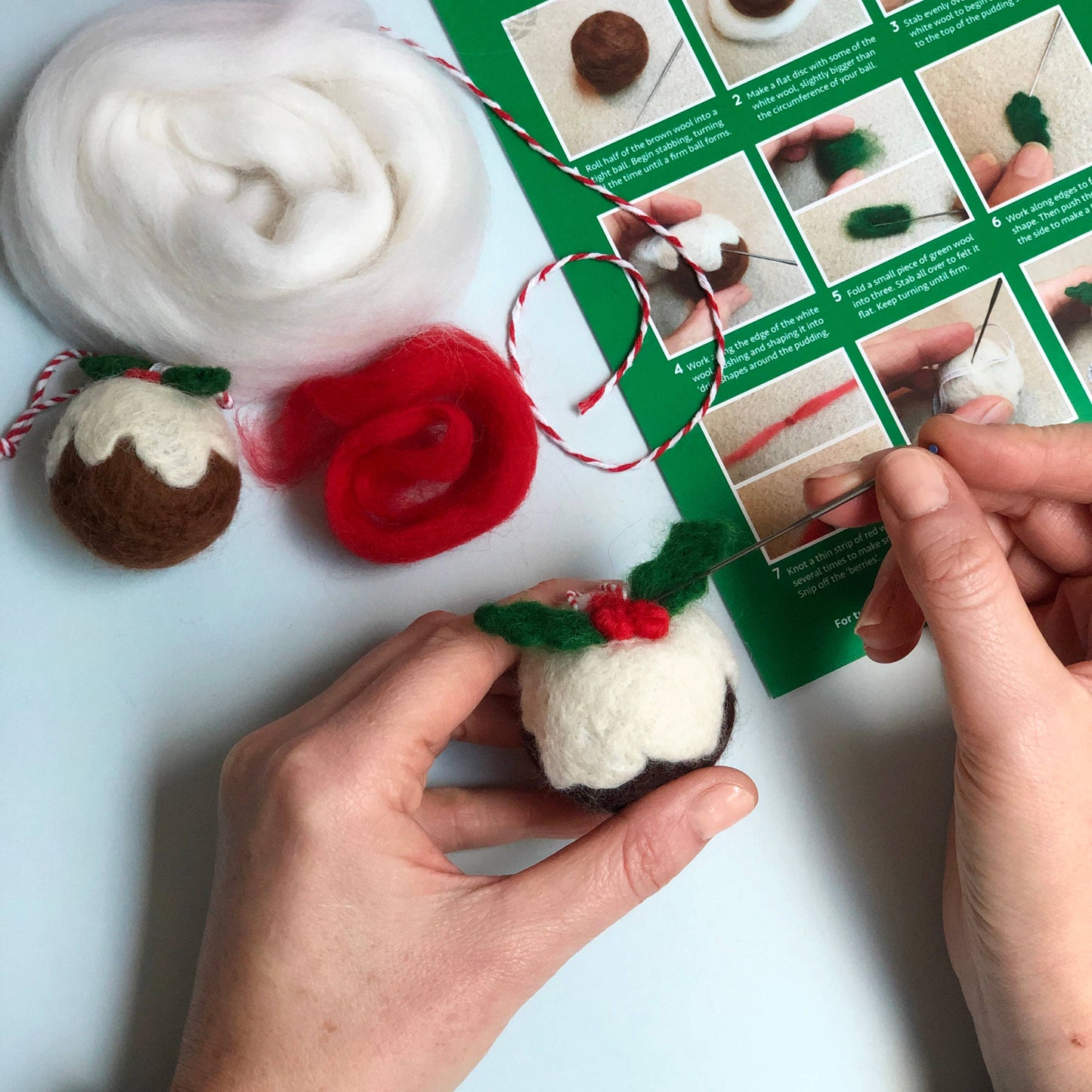 Needle Felting Kit Christmas Puddings - Make TWO decorations