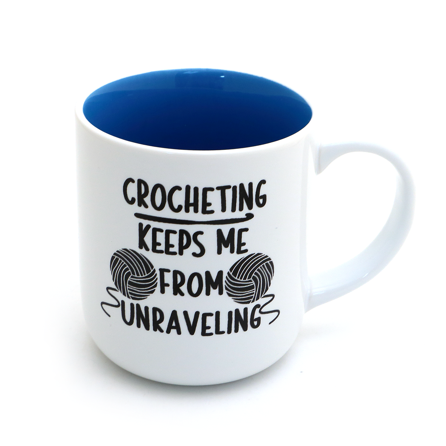 Crochet Mug, Keeps Me from Unraveling, Gift for Crocheter