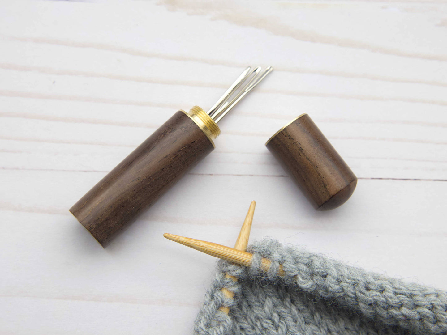 Wooden Darning Needle Storage Cases Tapestry Knitting