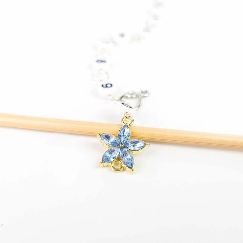 Amsonia Blue Crystal Flower Chain Row Counter for Knitting or Crochet