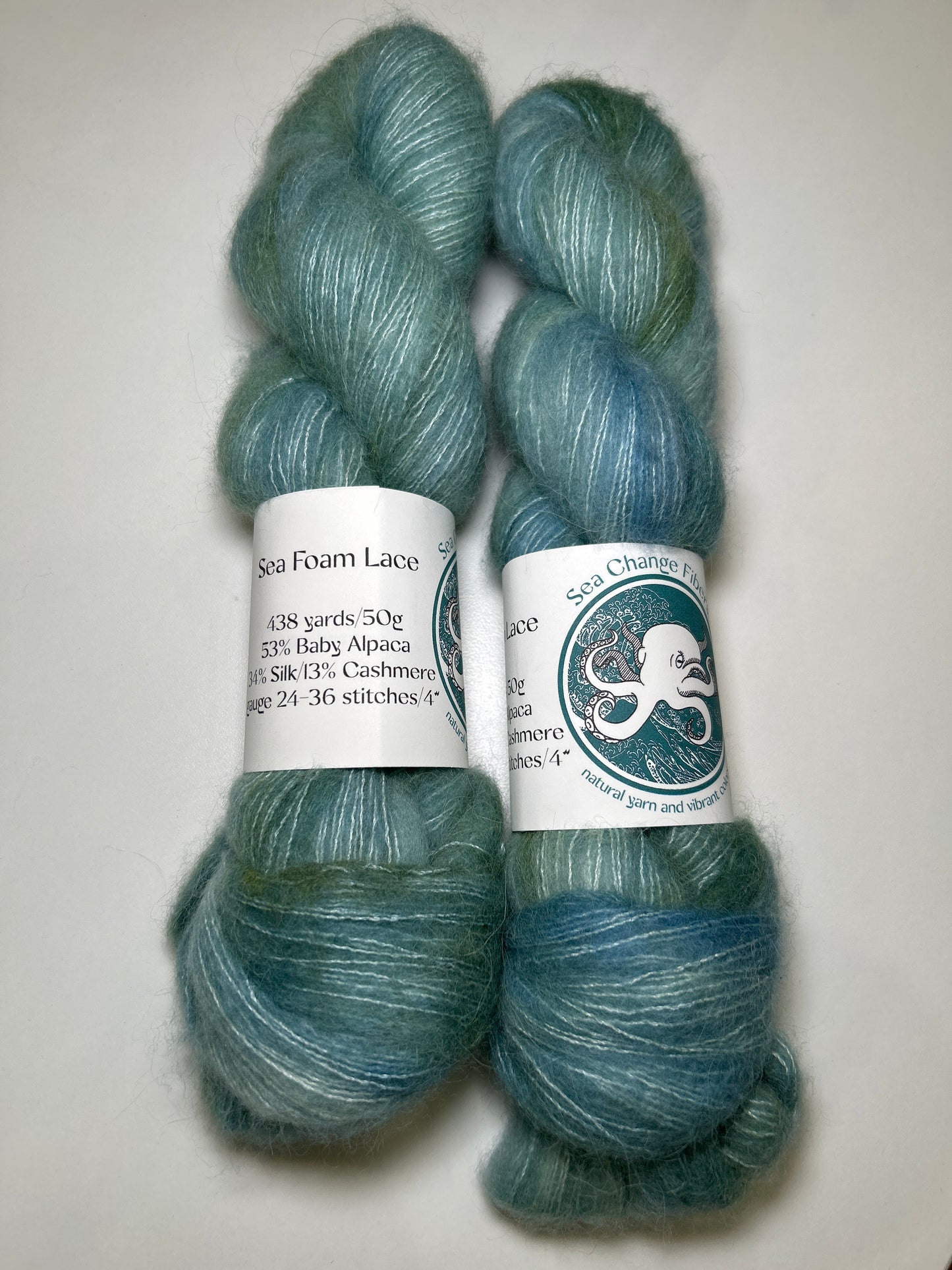 Sea Change Fibers Sea Foam Lace - Alpaca, Silk, & Cashmere Blend