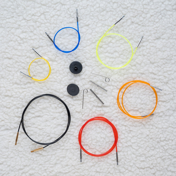 KnitPro - Fixed Cables - Color-Coded Nylon Silver Connectors