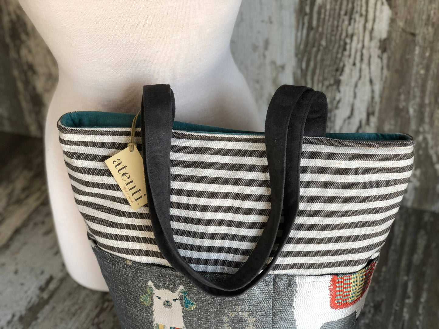 Knitting and Crochet Organizer USA made Project Bag: Mamallama Grey Bon Bucket