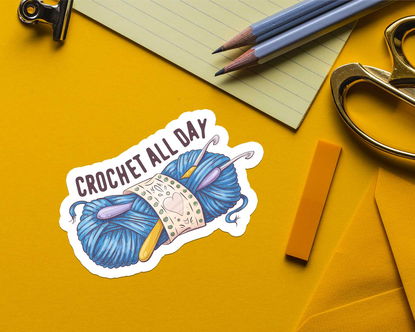 Crochet All Day Sticker