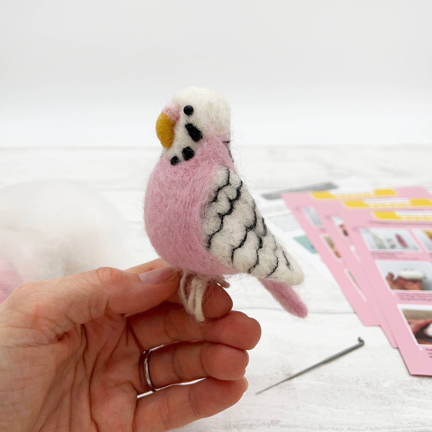 Pink Budgie Needle Felting Kit