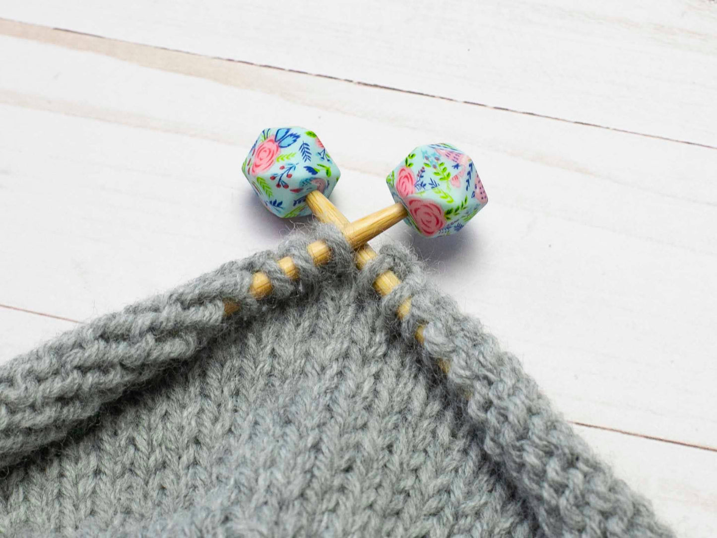 Blue Floral Hexagon Stitch Stoppers (SMALL)