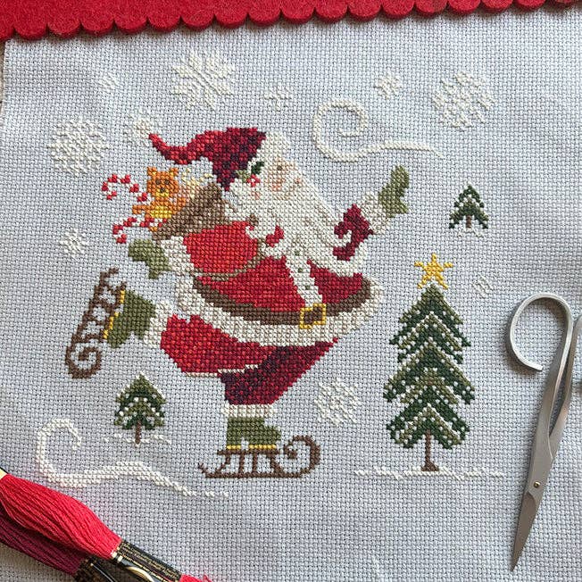 Skating Santa Cross-Stitch Kit