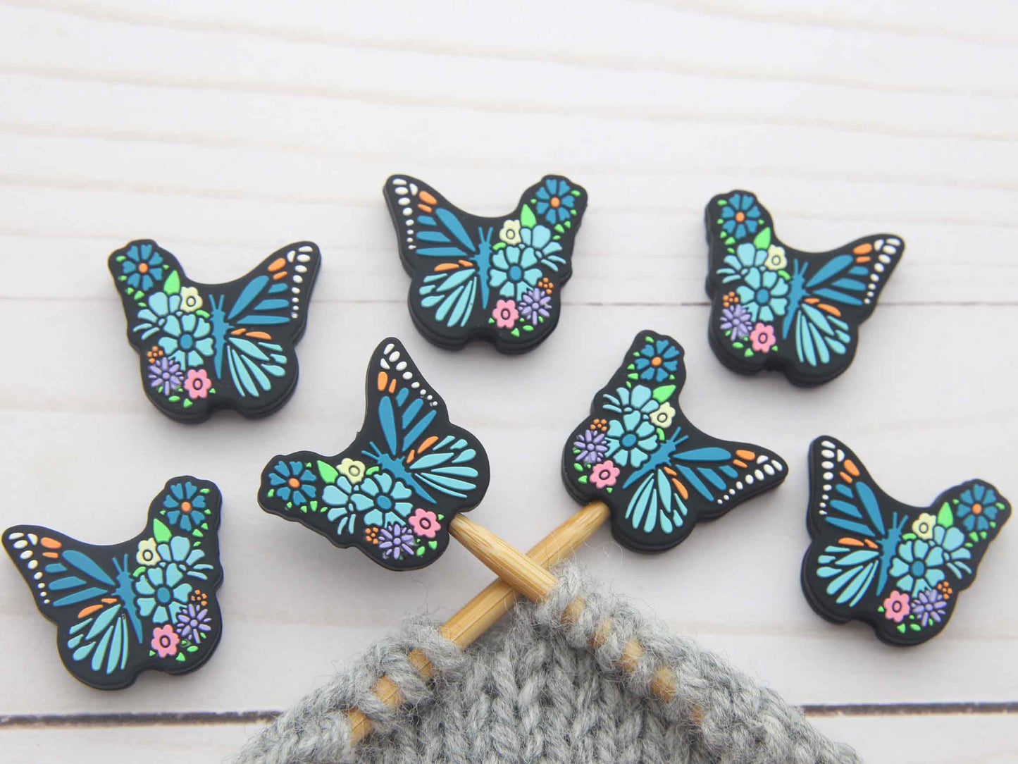 Blue Floral Butterfly Stitch Stoppers
