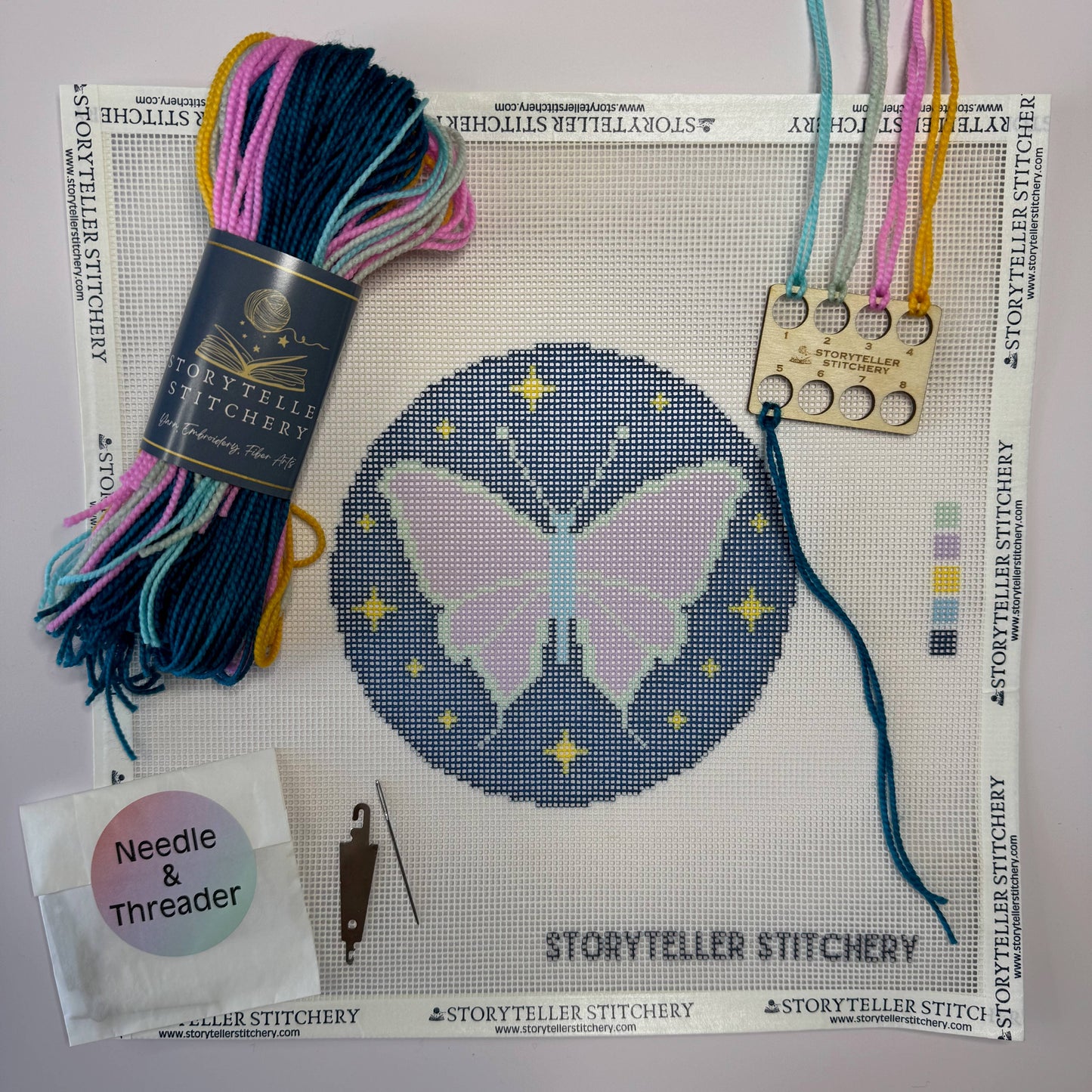 Lunar Moth — Modern Needlepoint Kit (Small Design)
