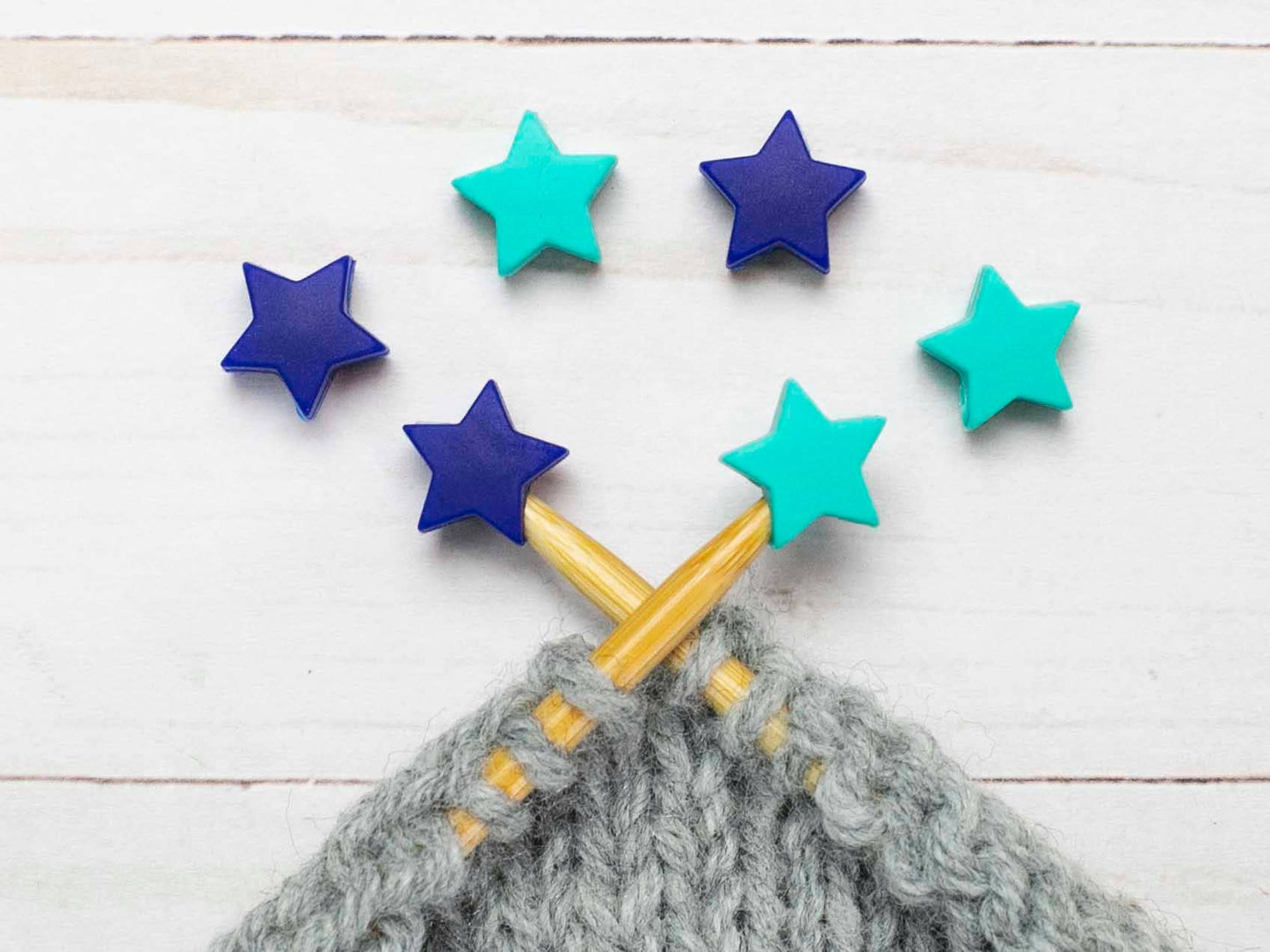 Blue Green Stars | Stitch Stoppers Knitting Notions