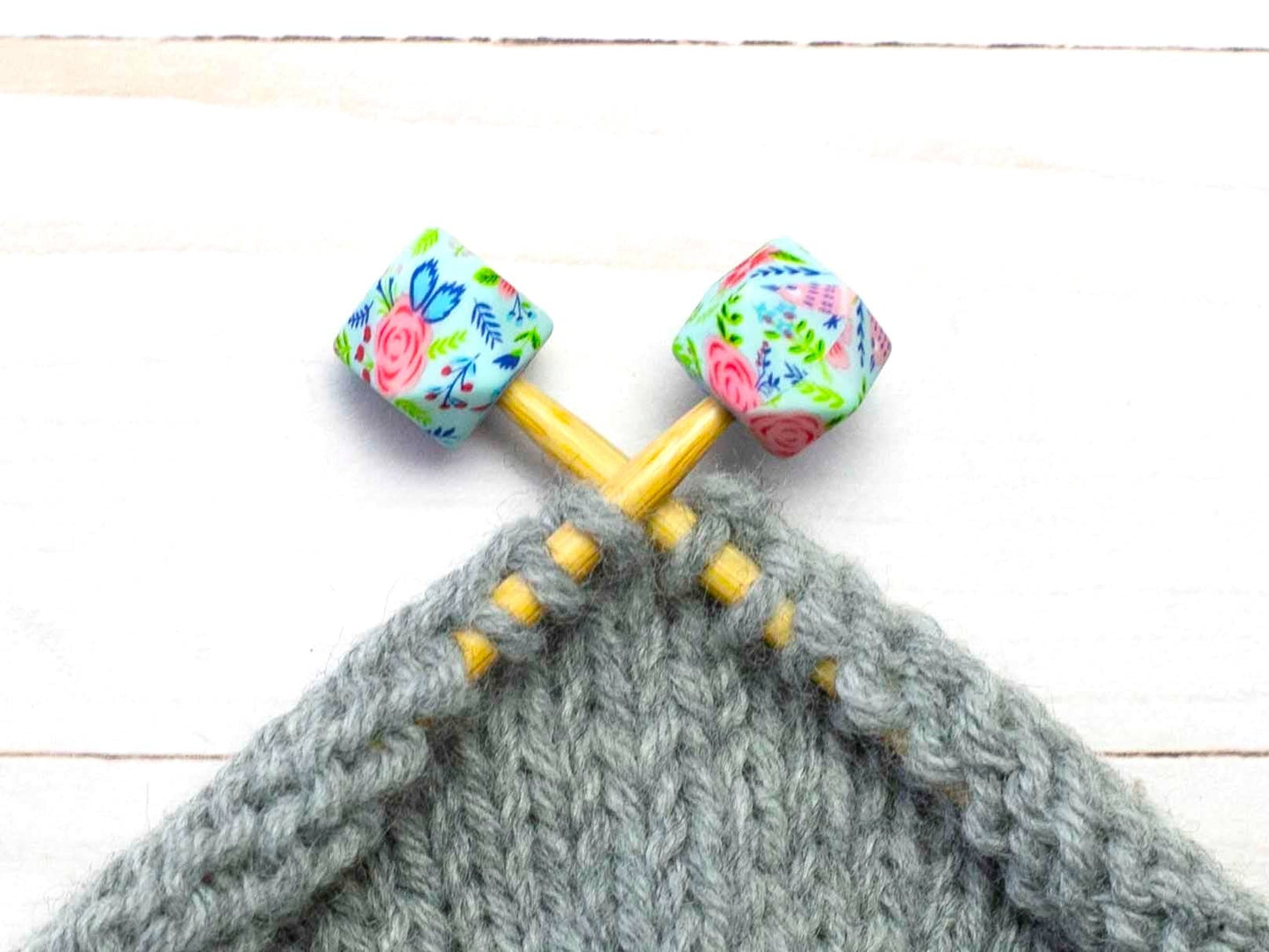 Blue Floral Hexagon Stitch Stoppers (SMALL)
