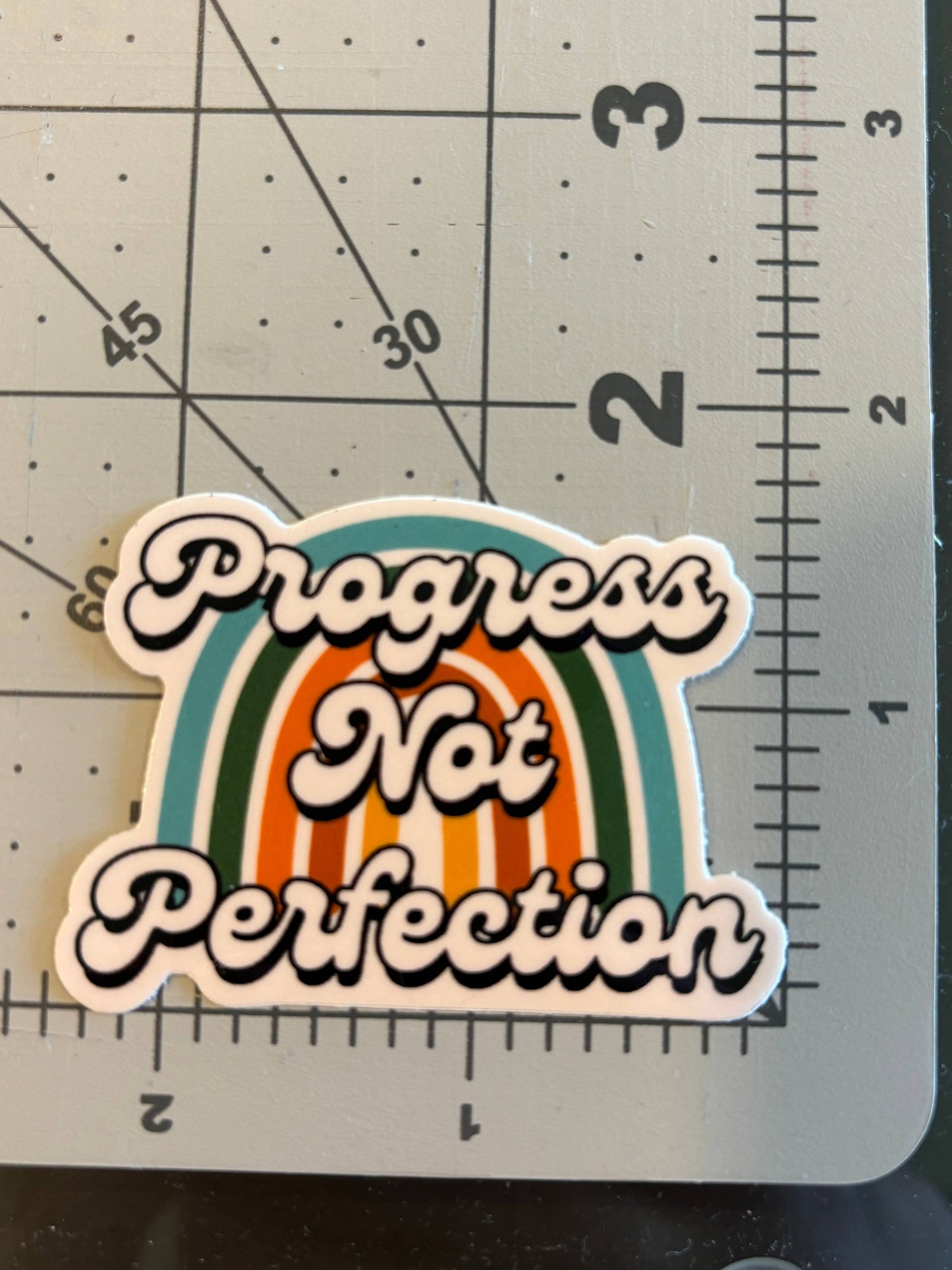 Progress Not Perfection Rainbow Vinyl Laptop/Bumper Sticker