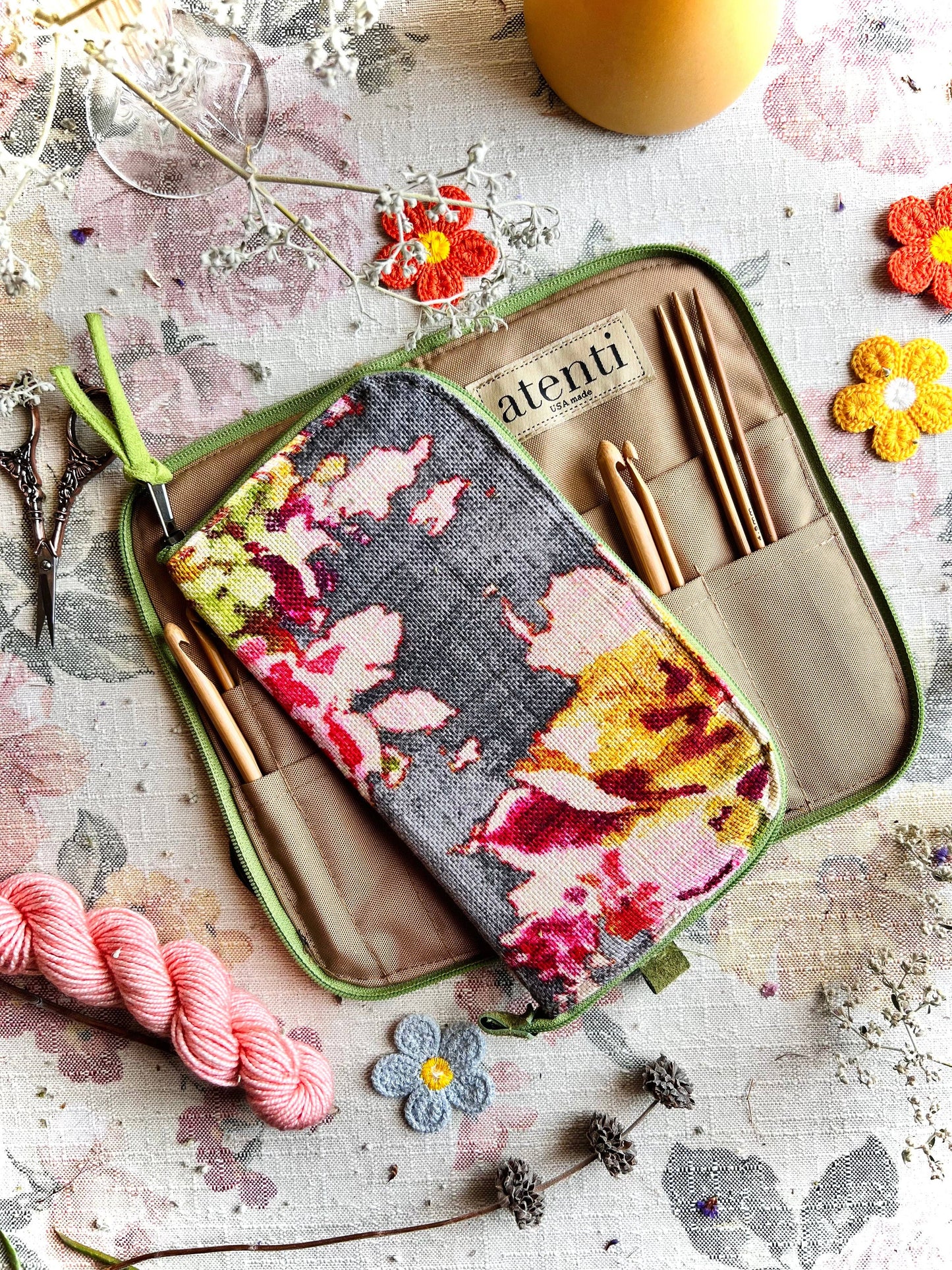 Blossom Grey Needles, Hooks, and Tools Case