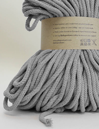 5mm Silverton Grey recycled cotton macrame cord (100m)