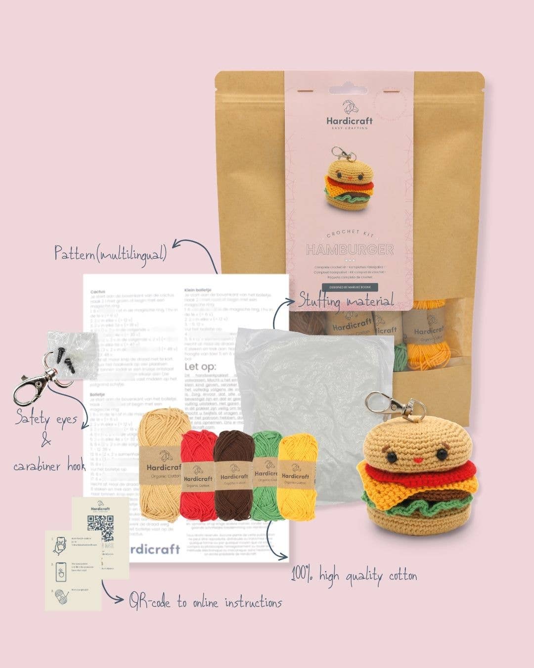 Hamburger Bag Charm Crochet Kit
