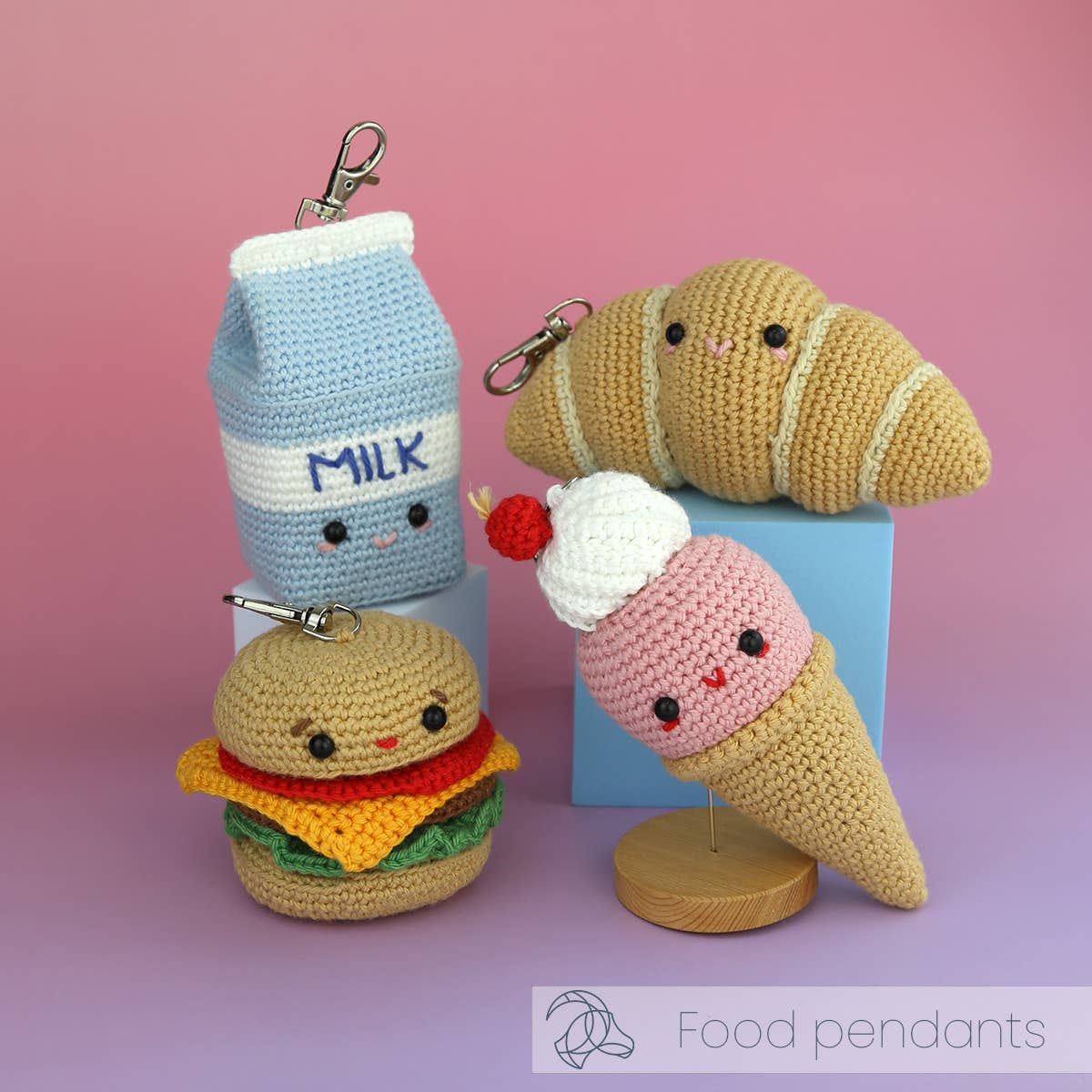 Ice Cream Bag Charm Crochet Kit