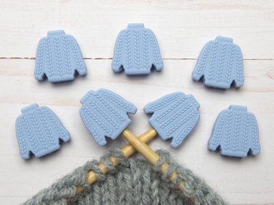 Blue Cable Knit Sweater | Stitch Stoppers Point Protectors