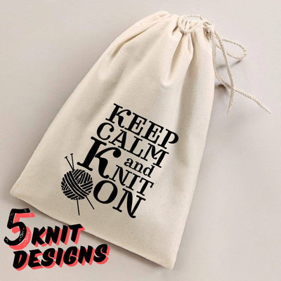 Knitting Quotes Drawstring Project Bags