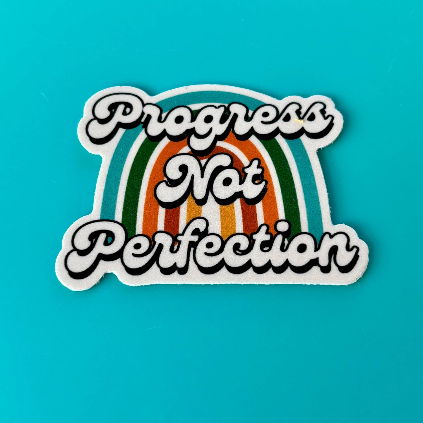 Progress Not Perfection Rainbow Vinyl Laptop/Bumper Sticker