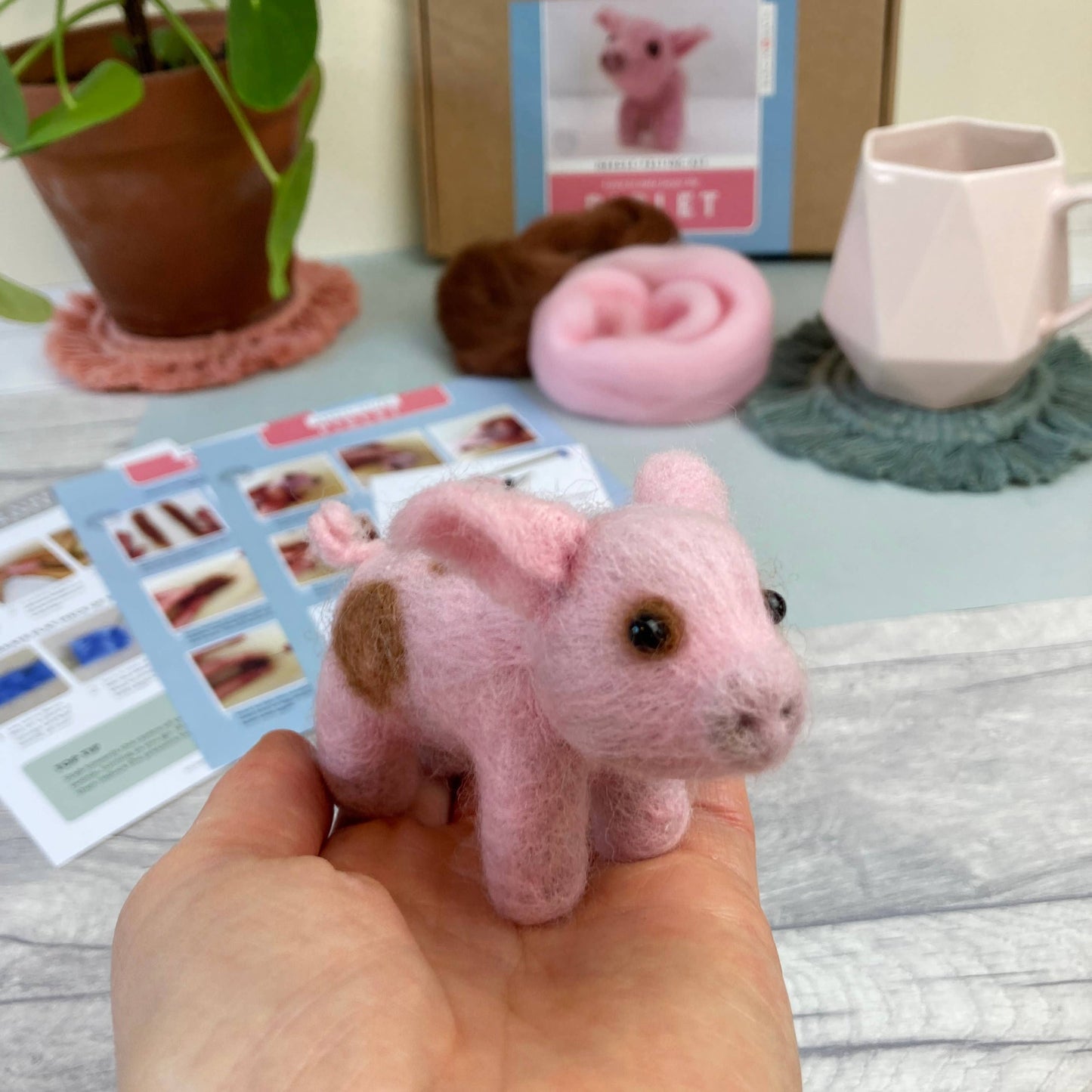 Mini Piglet Needle Felting Kit