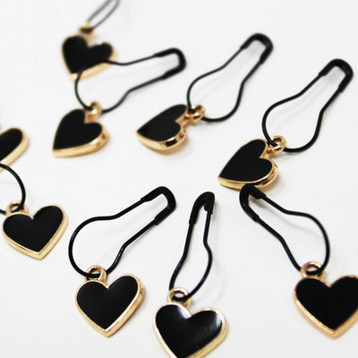 Black Hearts Stitch Markers, Crochet and Knit Tools