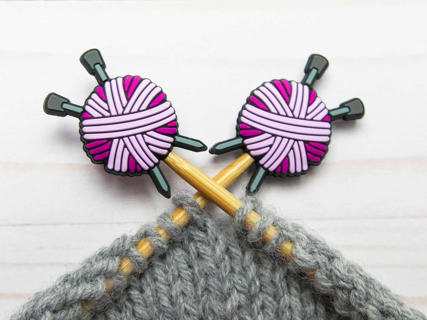 Pink Yarn Ball Stitch Stoppers