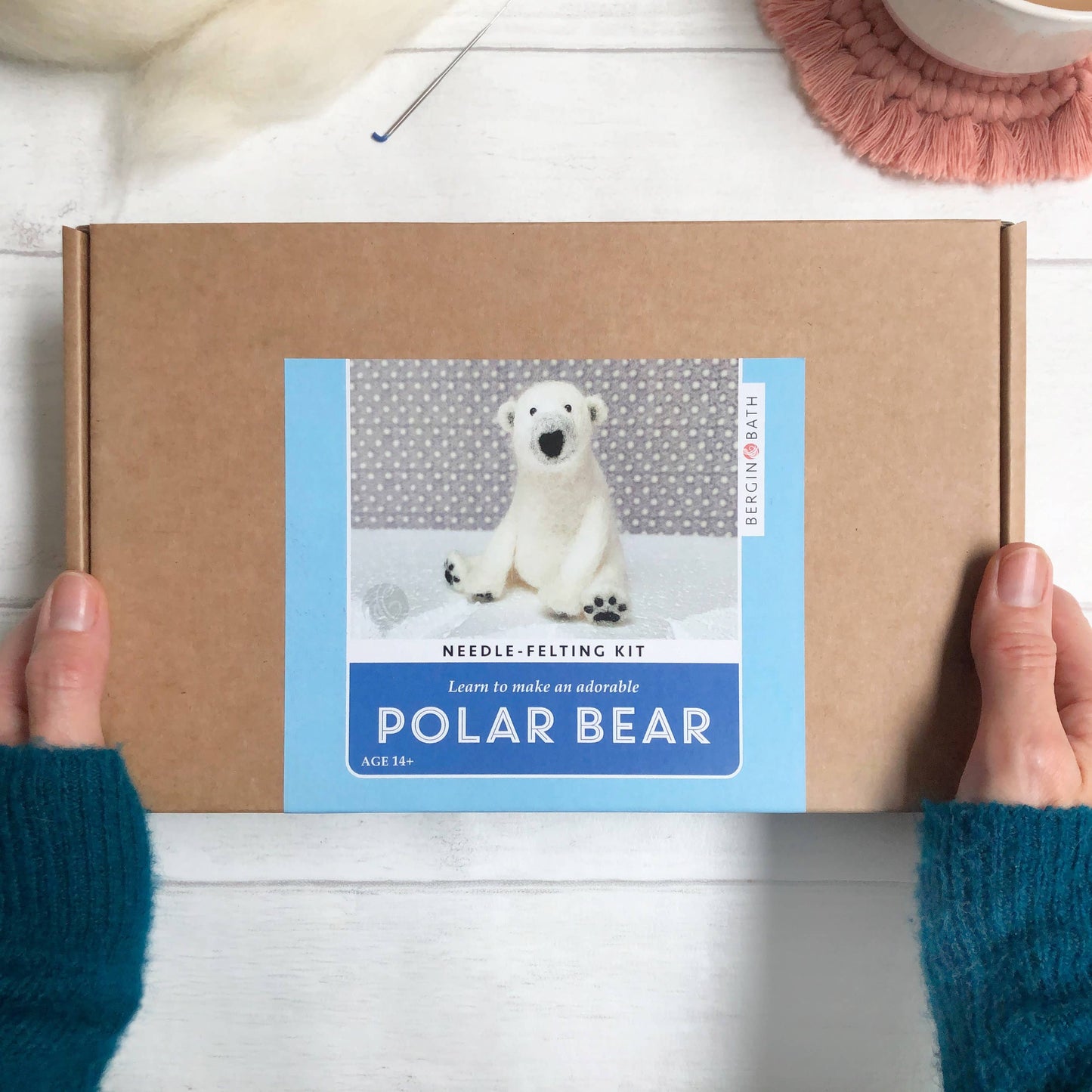 Needle Felting Kit - Polar Bear - make your own polar bear.
