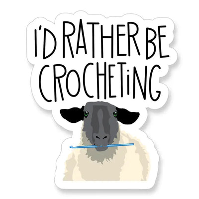 I'd Rather Be Crocheting Sheep Vinyl Sticker