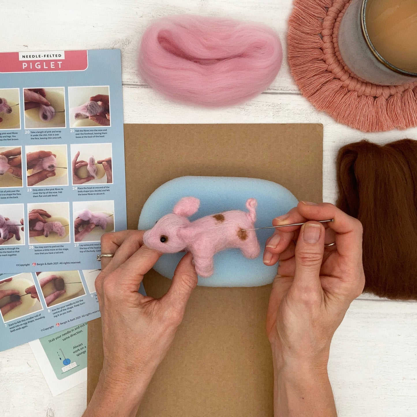 Mini Piglet Needle Felting Kit