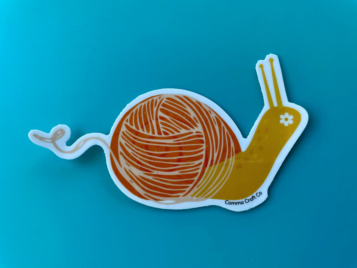 Vinyl Sticker - Yarn Snail Orange - Crochet Knitting