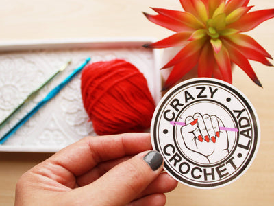 Crazy Crochet and Knit Lady Sticker